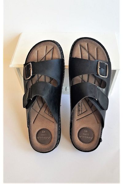 Apella Men's Black Special Size Daily Slippers