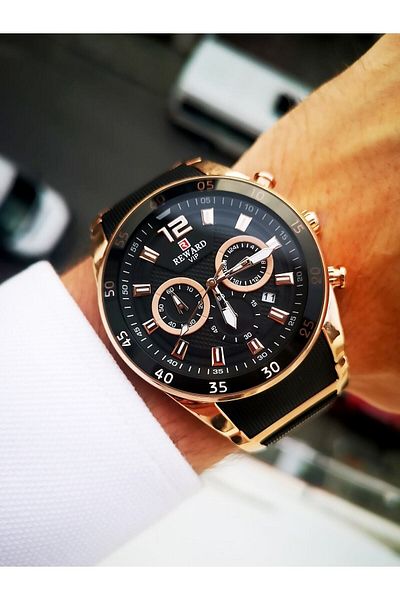 Reward Men's Black Active Steel Band Watch + Bracelet