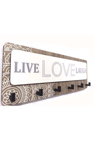 CajuArt Live Love Lough Patterned - Brown Keychain Ornament