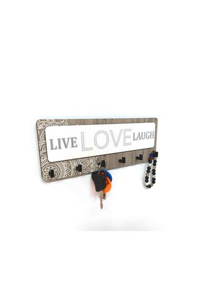CajuArt Live Love Lough Patterned - Brown Keychain Ornament