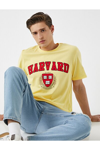 Koton Męska koszulka Harvard z licencjonowaną bawełną