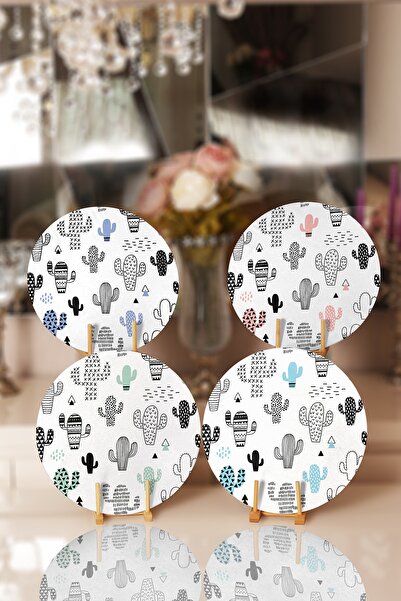 Realhomes 4-х кольорові підставки під тарілки з малюнком кактуса & Супла