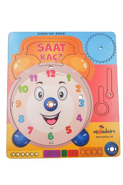 Uçandaire How Hours - How Hours Teaching - Wooden Educational DIY Game Tutorial Clock Toys