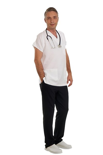 V Yaka Doktor Önlüğü Eczacı Önlüğü Laborant Önlüğü Hemşire Önlüğü Estetisyen Önlüğü Beyaz Kısa Kol E