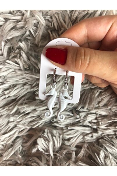 Leerybee أقراط حصان البحر مضادة للحساسية باللون الأبيض غير اللامع