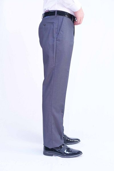 Bomonti Ανδρικό παντελόνι από ύφασμα γκρι Classic Cut Battal Polyviscon