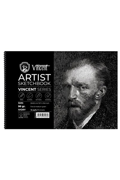 Vincent Vıncent Artıst Sketchbook Ivory 90gr 35x50 15 Sayfa Eskiz Defteri