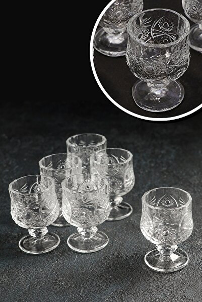 METROPOLAVM 6'lı Cam Kahve Yanı Bardak Ayaklı Kristal