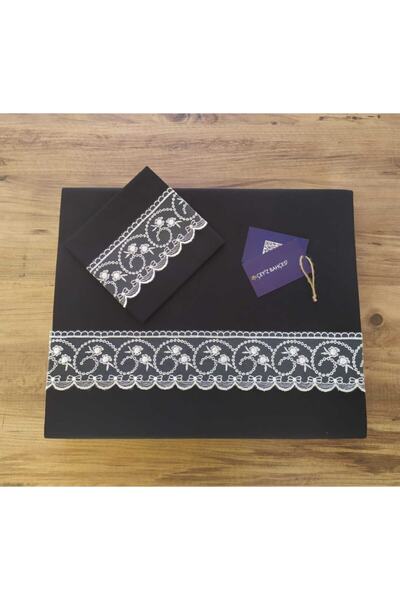 Çeyiz Bahçesi Чорний комплект постільної білизни для двоспального ліжка Sardunya