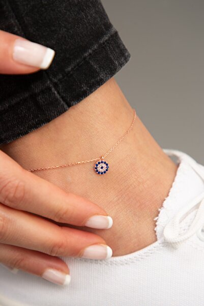 Elika Silver Kadın Rose Kaplama Nazar Model 925 Ayar Gümüş Halhal