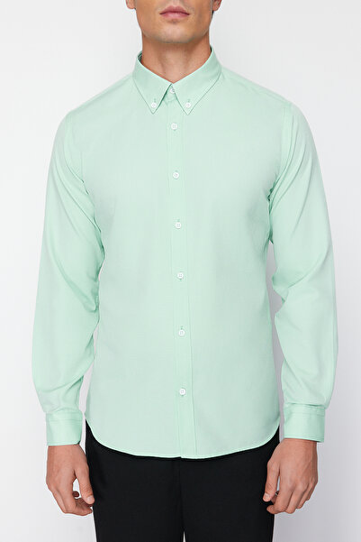 Trendyol Collection Έξυπνο πουκάμισο Mint Slim Fit Easy-Iron TMNSS24GO00074