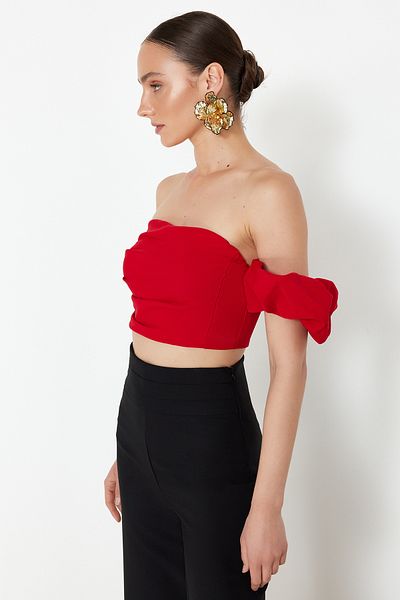 Trendyol Collection Red Crop Woven Bustier TPRSS24BS00020