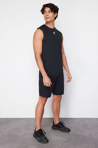 Trendyol Collection Reflector Printed Black Quick Drying Shorts - Regular Fit TMNSS24SR00071