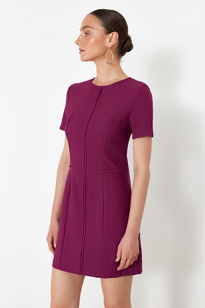 Trendyol Collection Rochie mov cu decolteu în formă de A mini țesute TWOSS24EL00460