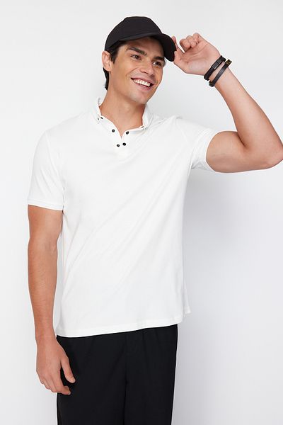 Trendyol Collection White Regular/Normal Cut Polo Collar T-shirt TMNSS24PO00047