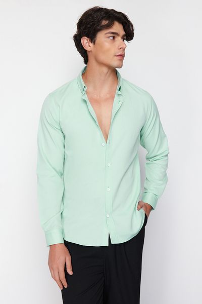 Trendyol Collection Έξυπνο πουκάμισο Mint Slim Fit Easy-Iron TMNSS24GO00074