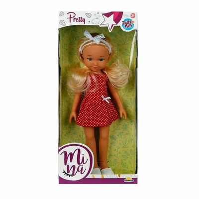 Sunman Mina Bebek 35 Cm - Kırmızı Puantiyeli Elbise