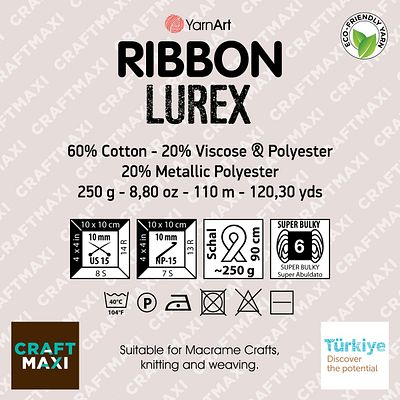 Yarnart Lurex Ribbon - Glitter Cream Αξεσουάρ Πλεκτό Σχοινί-724