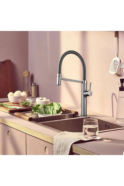 Boheme Anthracite Fleko DropStyle Flexible Pipe Sink Faucet