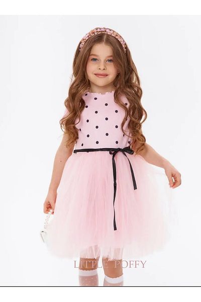 LP LittlePoffy Polka Dot Tulle Fuzzy Girls Kids dress 2-5 years old