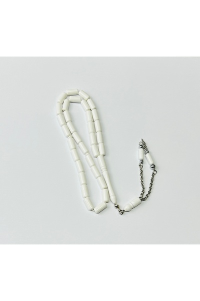 Han Ticarethane مسبحة العنبر المقطوعة باللون الأبيض