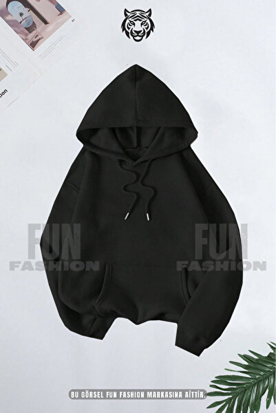 Fun Fashion Φούτερ με κουκούλα, unisex, oversized, τύπου καγκουρό