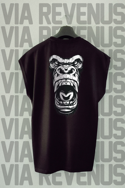 Vordevia Gorilla Sa deznom Oversize kroj crna majica - bez rukava