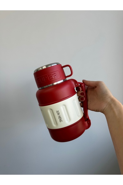 aksesuarsize Jun Heng Bardaklı Termos 1100 Ml İp Askılı Kamp Termosu