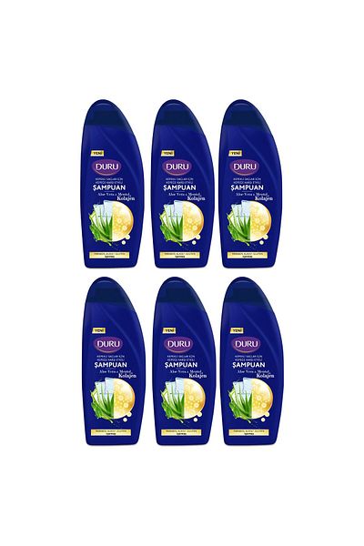 Duru 6-Piece Aloe Vera and Menthol Collagen Shampoo Set - Effective Against Dandruff, 500 ml