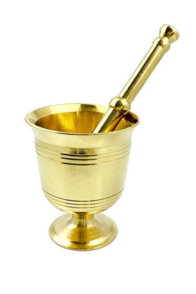 Tiesa Home Döküm Pirinç Sarı Tokmak Havan Sarımsak Ezici 12cm 3no