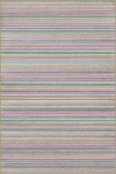 Rugs Modern Halı Çok Renkli Piksel Çizgili Yıkanabilir Modern Dokuma Taban Ha...