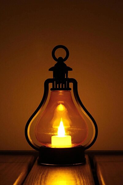 Ozsport Led Mum Vintage Retro Gaz Lambası Tipi Pilli Dumansız Alevli Dekorati...