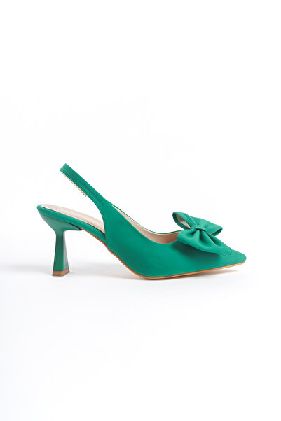 MARSEDO Arina Women's Pointed Toe Bow Detailed Open Back Evening Dress Classic Heeled Stiletto Shoes