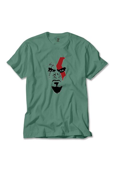 Z zepplin Πράσινο T-Shirt God Of War Kratos Face