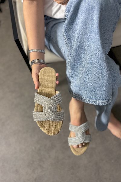 SHOEBELLAS Γυναικείες παντόφλες Eleta Wicker Ivy με λεπτομέρειες