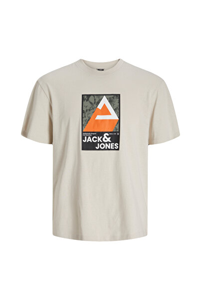 Jack & Jones Férfi póló - Kerek nyakú, krémszínű, JCOJJ Colorful SS Crew Neck LN