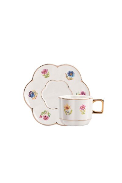 ACAR VIVIAN MOR ÇİÇEKLİ TEK KİŞİLİK TÜRK KAHVESİ FİNCANI