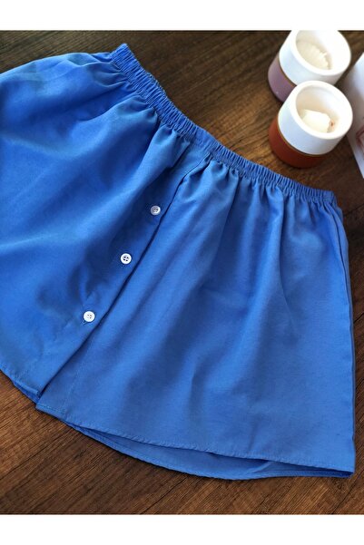 mirach Denim Color Underwear Skirt | Shirt Look Buttoned Lined Skirt Blue Lengthening Design Stylish Product