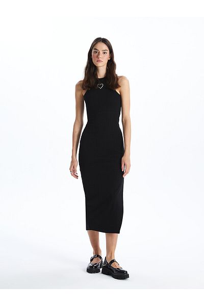 LC Waikiki Γυναικείο φόρεμα με γιακά Halter Solid Bodycon