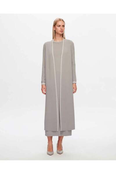 MISS DALIDA T24Y-4025 MISSDALIDA YAKASI VE BİLEĞİ DESENLİ TRİKO ELBİSE