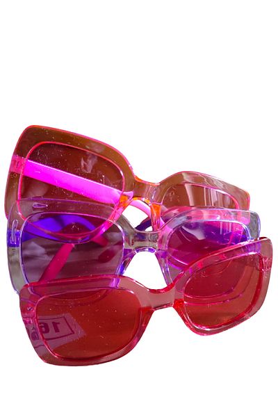 Bluoklight 3 Colorful Daisy Round Sunglasses Set - Pink, Purple, Red, Transparent
