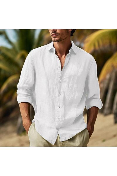 SLAW REZZ Men's Shirt - Summer, Loose Fit, Long Sleeve, Textured, Oversize Comfortable Fit