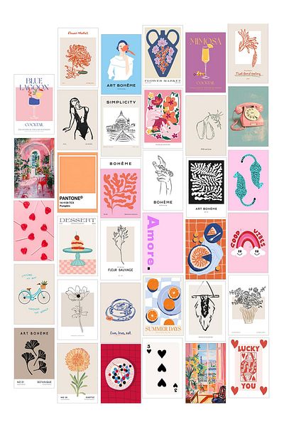 Postifull Σετ αφίσας Collage - 35 τεμάχια χωρίς πλαίσιο 10*15cm - με αυτοκόλλητο δώρο