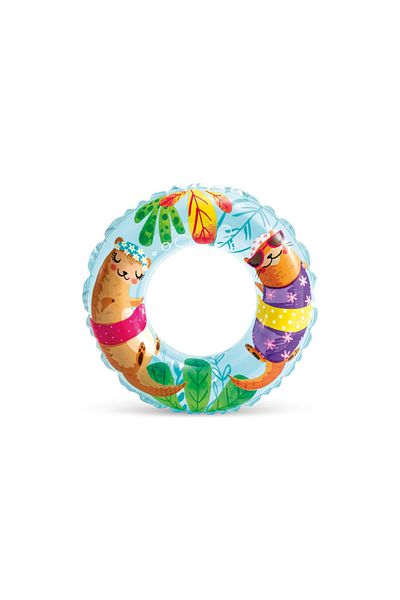 Intex Çocuk Yüzme Simidi - - Şeffaf Desenli - Gök Mavisi - 61cm (59242)