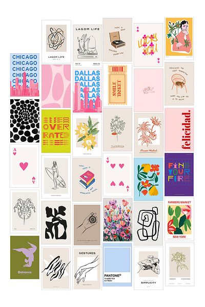 Postifull Σετ αφίσας Collage - 35 τεμάχια χωρίς πλαίσιο 10*15cm - με αυτοκόλλητο δώρο