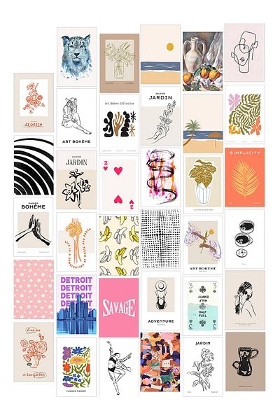 Postifull Σετ αφίσας Collage - 35 τεμάχια χωρίς πλαίσιο 10*15cm - με αυτοκόλλητο δώρο