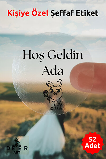 deer art Kişiye Özel-Şeffaf Etiket-Hoş Geldin Bebek-Doğum Günü Etiketi (Stick...