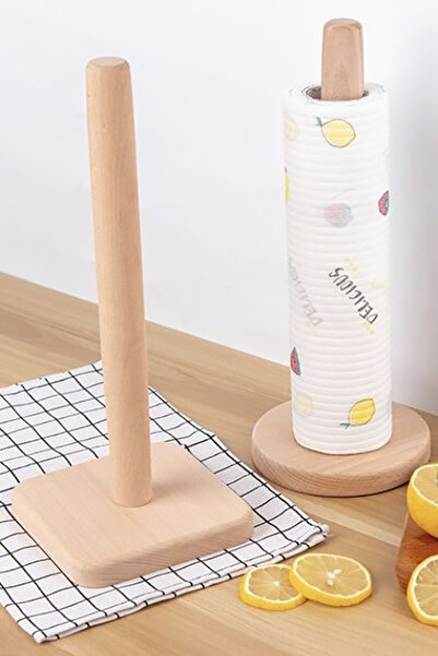 Genel Markalar 1 Adet Katı Ahşap Mutfak Rulo Kağıt Tutucu Banyo Dikey Peçete ...