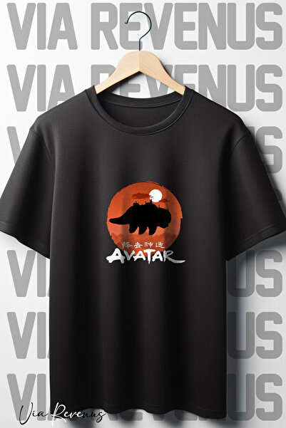 Vordevia Avatar Štampano crna Oversize kroj T-shirt - okrugla kragna