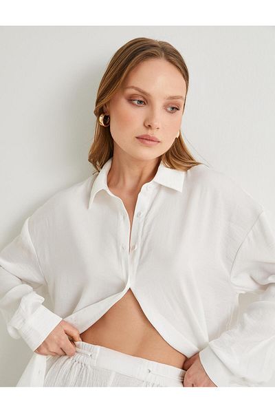 Koton Long Sleeve Shirt Textured Buttoned Regular Fit